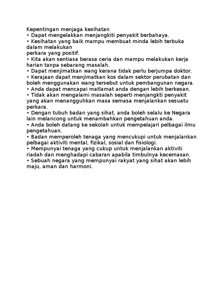 Kepentingan Menjaga Kesihatan
