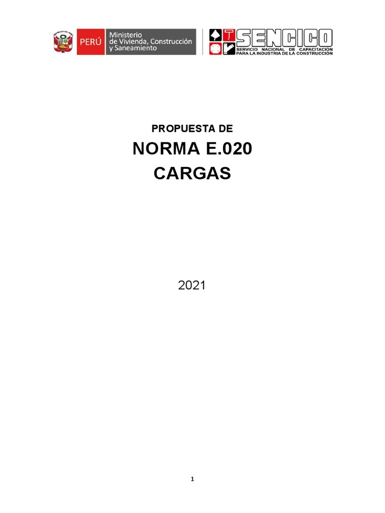 Propuesta Norma E.020 Cargas 2021 | PDF | Ascensor | Albañilería