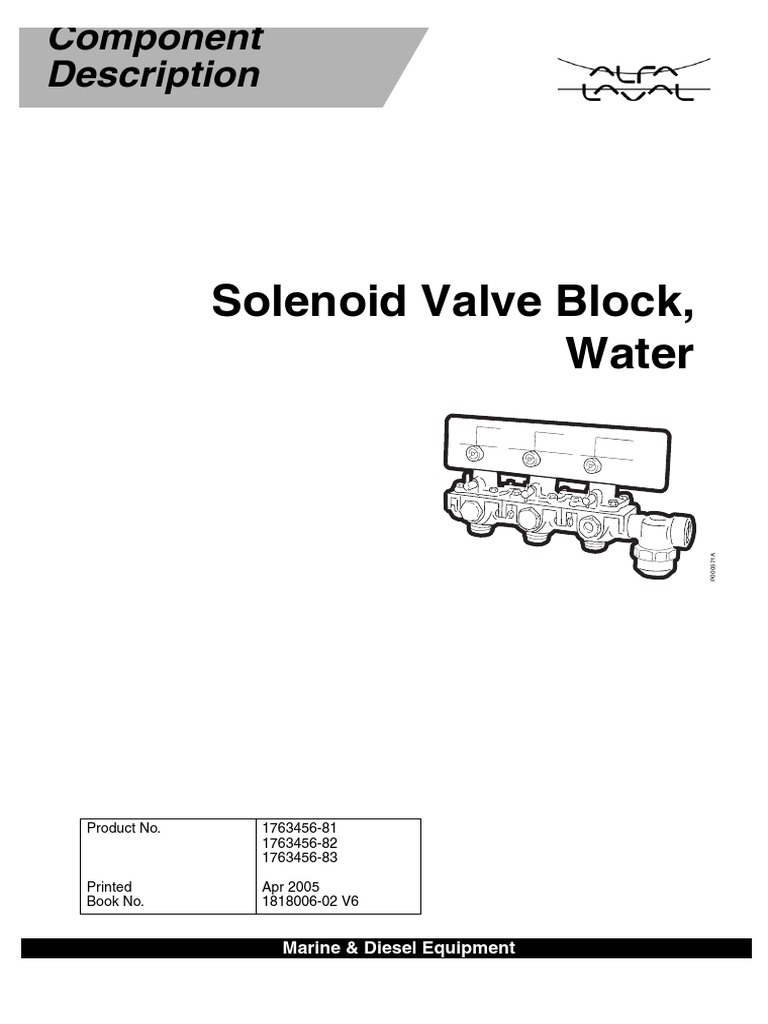 Solenoid Valve Block, Water Component Description PDF Valve