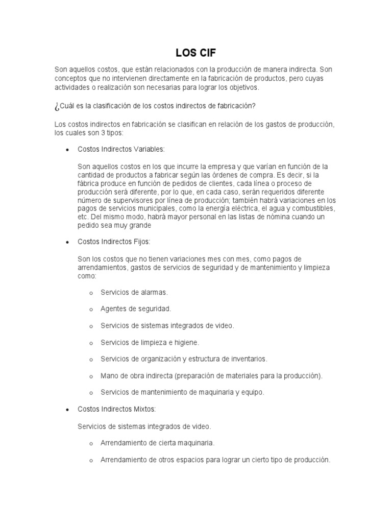 Clasificación de Costos Indirectos de Fabricación | PDF | Finanzas y dinero