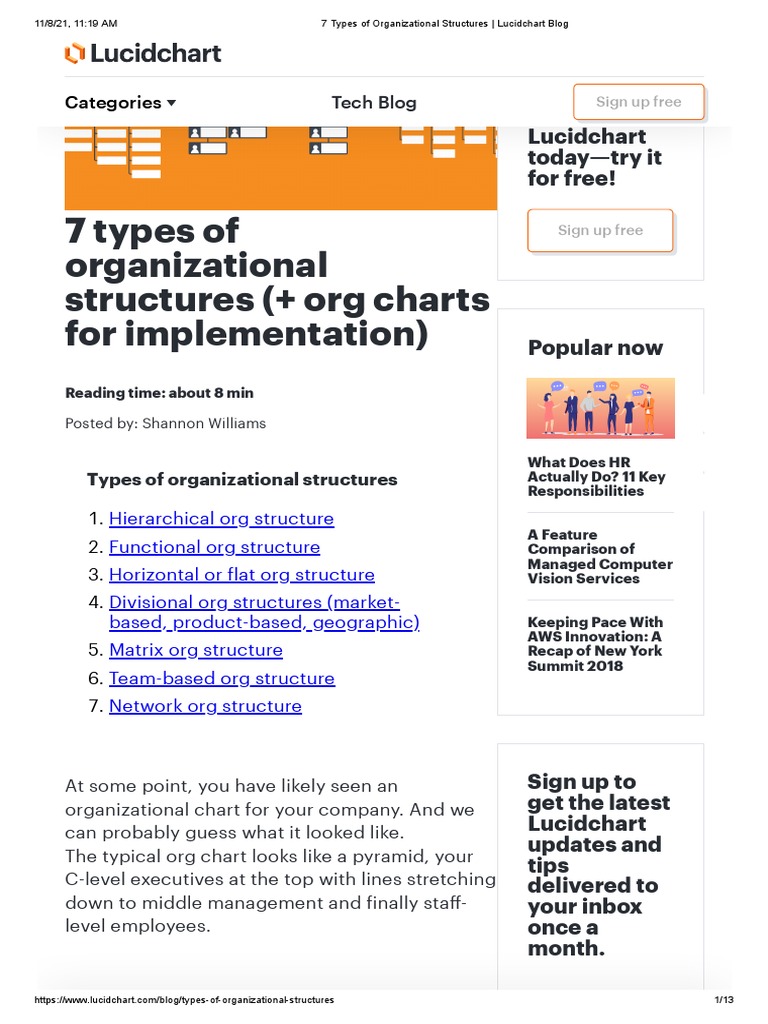 7 Types of Organizational Structures - Lucidchart Blog | PDF ...
