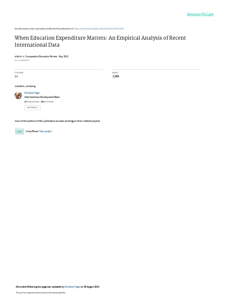 When Education Expenditure Matters: An Empirical Analysis of Recent ...