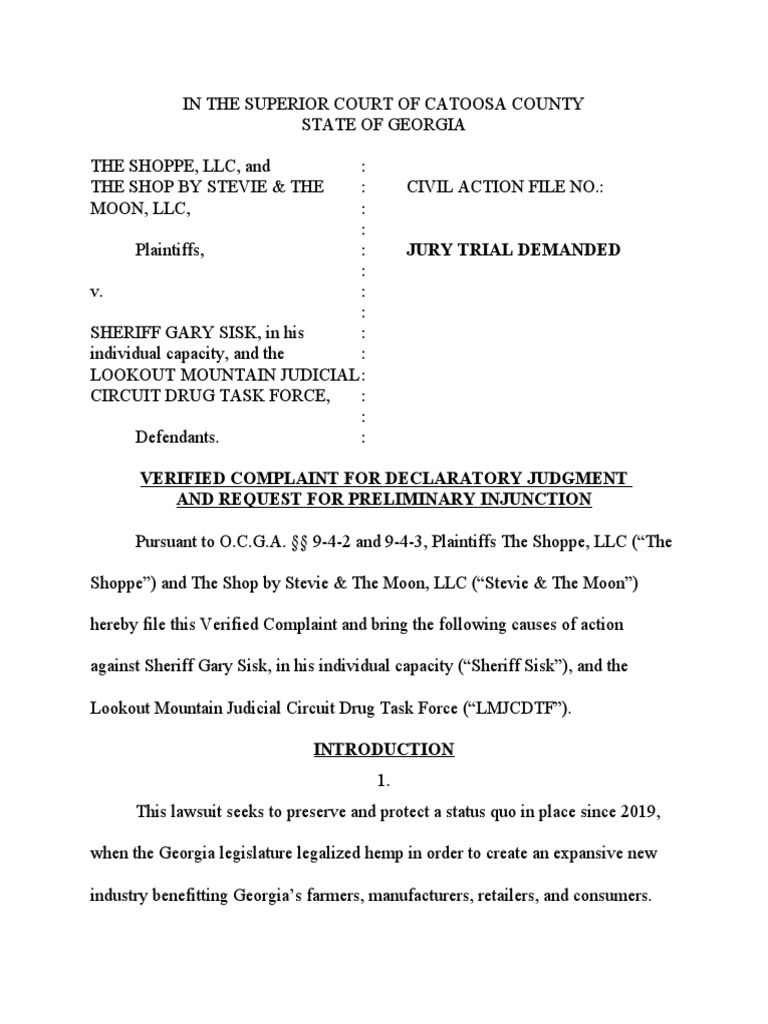 Lawsuit: Shops in Catoosa, Dade Counties Claim Legal Right To Sell Products  With THC | PDF | Cannabis (Drug) | Cannabis