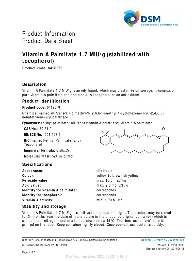 PDS Vitamin A Palmitate 1.7 MIUG PDF