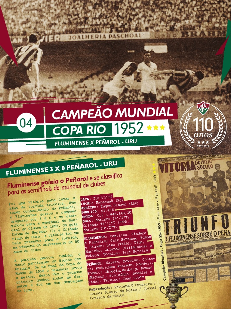 Fluminense Campeão Mundial - Copa Rio 1952 - Postal - 04 - Penarol ...