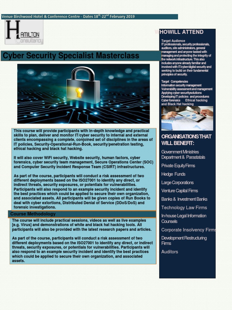 Cybersecurity Masterclass 2019 | PDF | Computer Security | Security