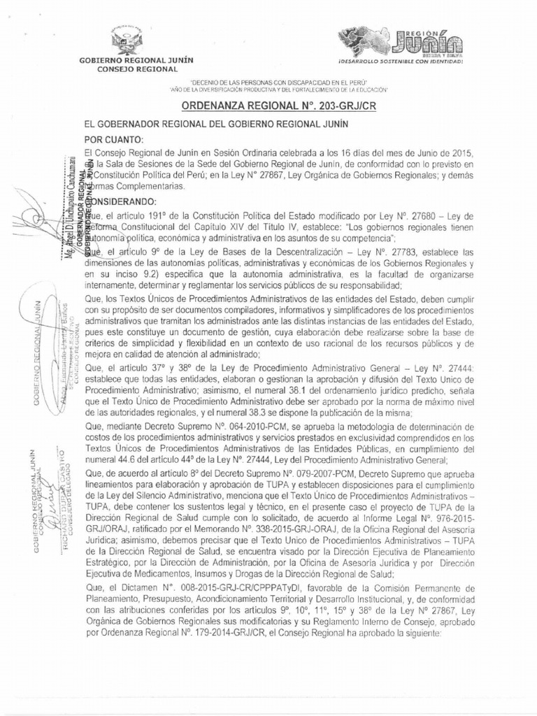 TUPA de la Dirección Regional de Salud Junín | PDF | Justicia