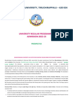 Bharathidasan University, Tiruchirappalli - 620 024: University Regular Programmes ADMISSION 2022-23