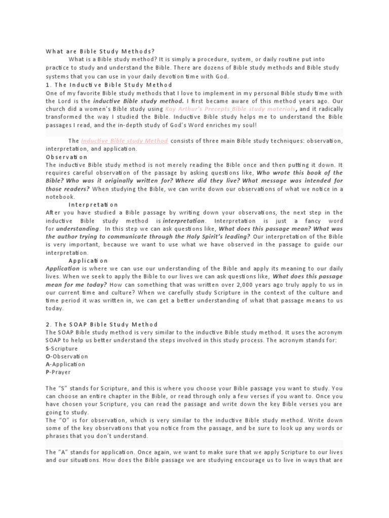 What Are Bible Study Methods PDF Bible Ancient Literature