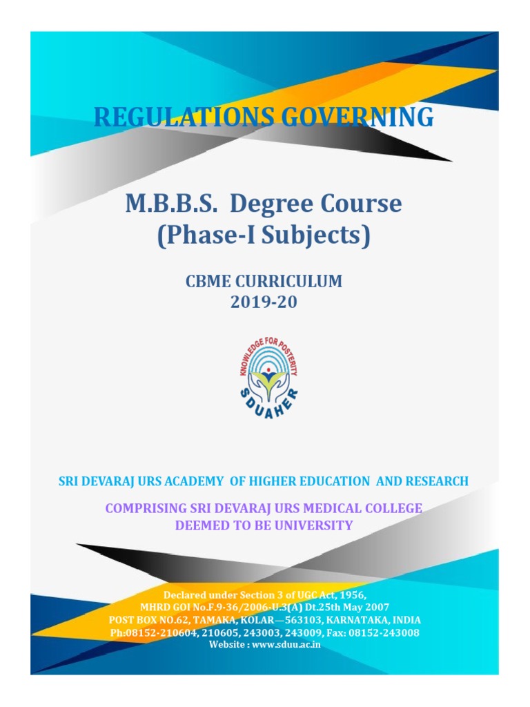 MBBS Phase I CBME Curriculum 2019 20 | PDF | Health Care | Medicine