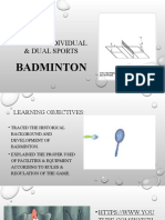 Peh 108: Individual & Dual Sports: Badminton