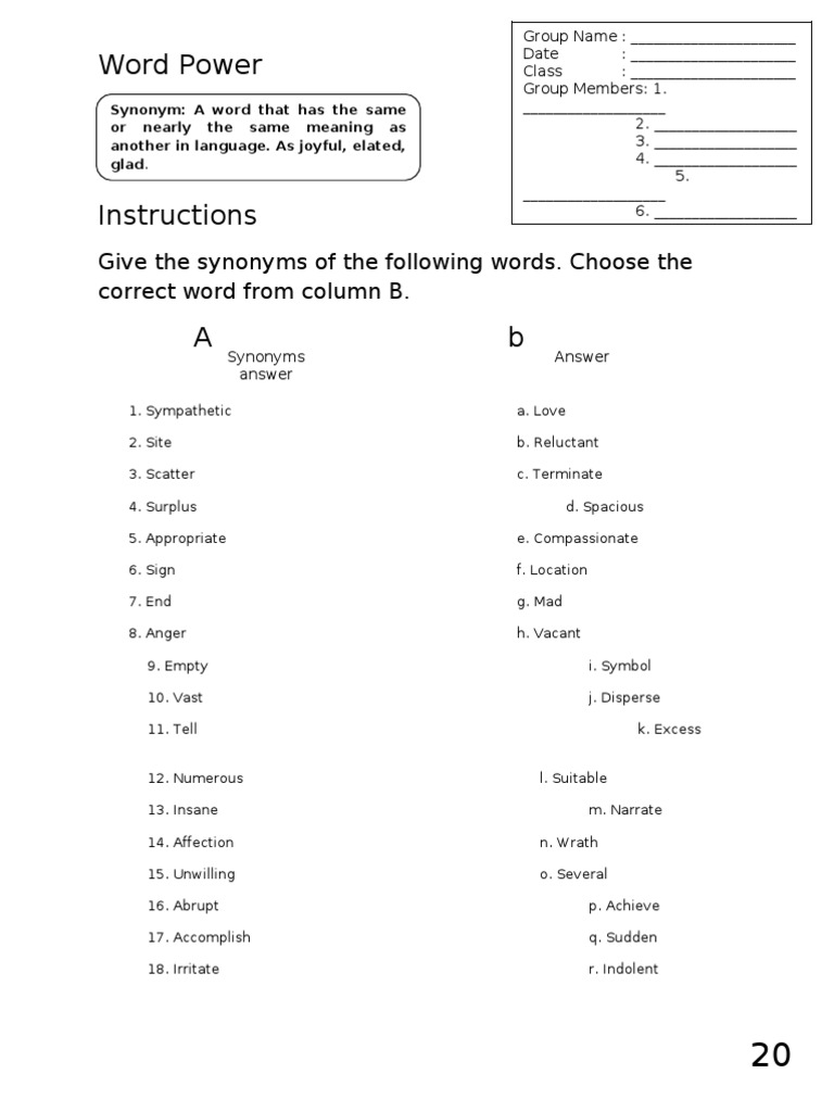 Synonyms and Antonyms Guide | PDF