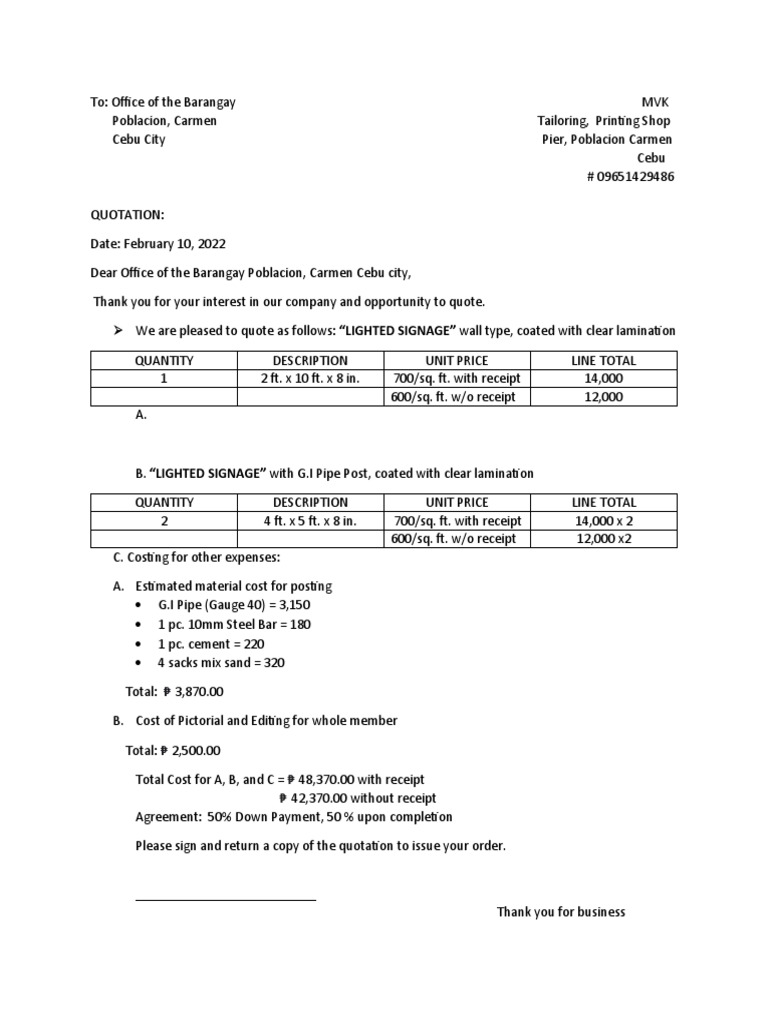 Quotation of Signage PDF