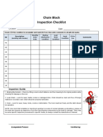 Chain Block Inspection Checklist: Location: Date