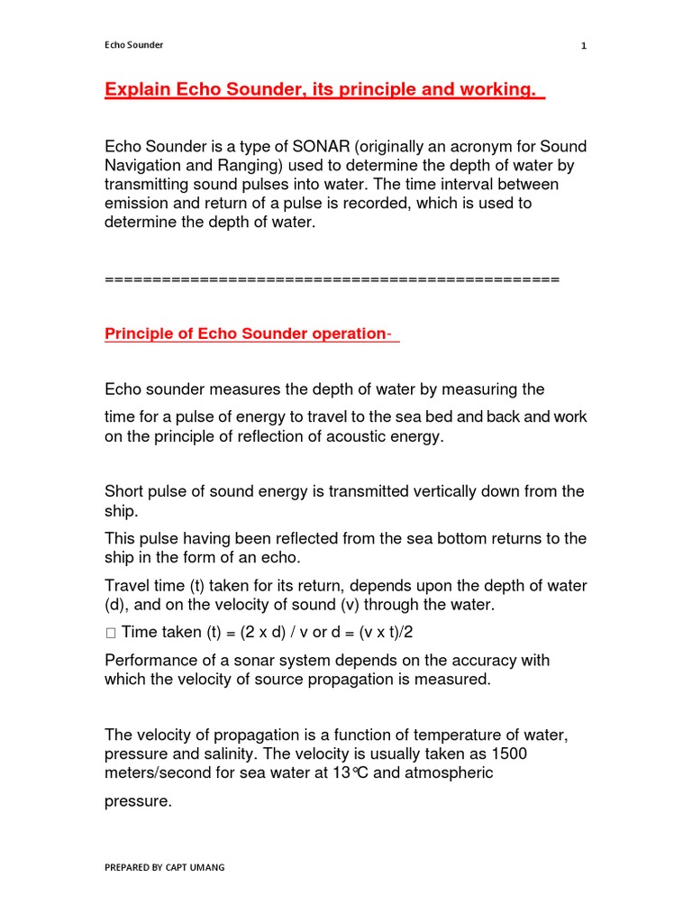 Echo Sounder | PDF | Sonar | Metrology
