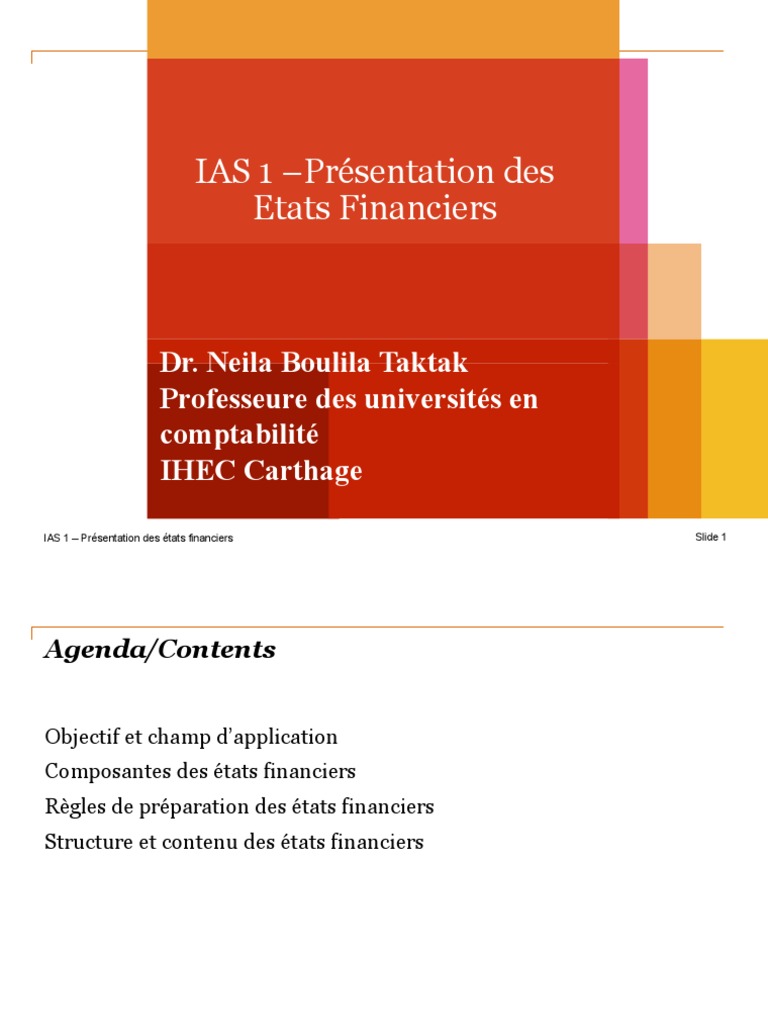 Présentation des États Financiers IAS 1 | PDF | Normes internationales ...
