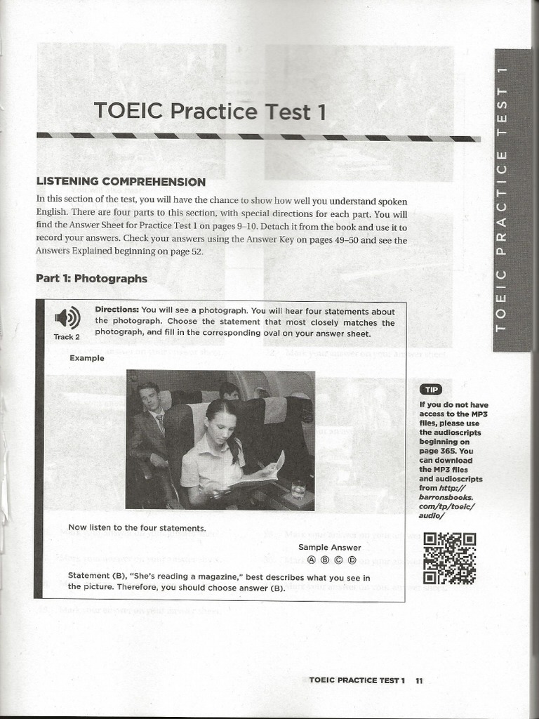 Barron's Practice Test 1 Listening | PDF