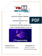 AN Industry Project Report AT Pie Infocomm PVT LTD ON "Random Password Generator" Using C Programming Language