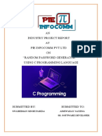 AN Industry Project Report AT Pie Infocomm PVT LTD ON "Random Password Generator" Using C Programming Language