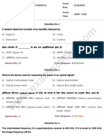 RRB JE CBT-2 Electronics Tech Paper With Key 31-8-2019 1st Shift