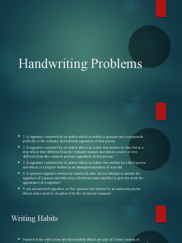 Handwriting Problems | PDF