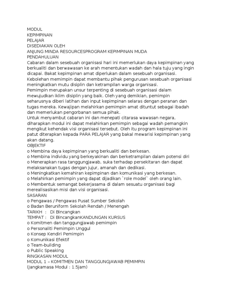 Modul Kepimpinan Pelajar 2023 | PDF