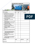 Check List For Industrial Generator: Contractor Name: Date Description Yes No Remarks