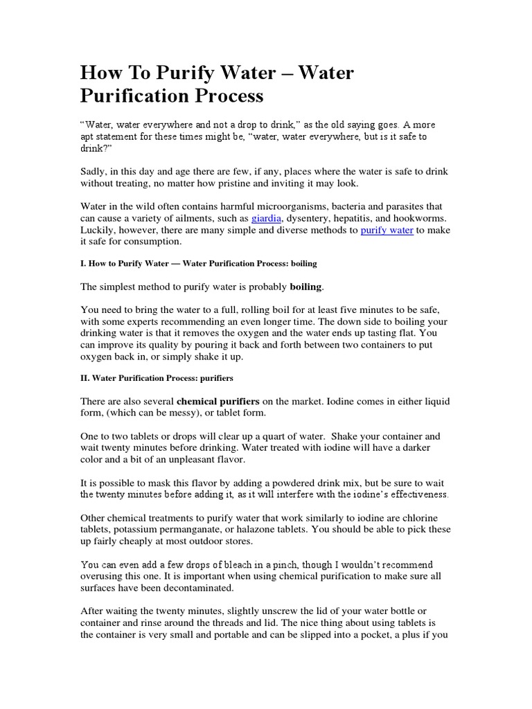 How To Purify Water PDF Water Water Purification