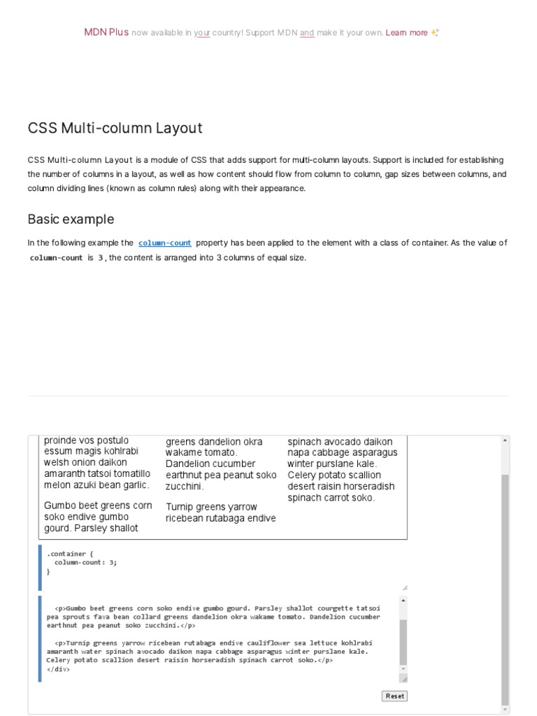 MDN Plus CSS Multi-column Layout | PDF | Page Layout | Web Development