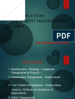 Construction Equipment Management - Unit 1: Dr. S.Prakash Chandar