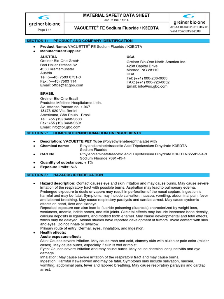 MSDS Sod Fluoride K3 EDTA PDF Personal Protective Equipment Fluoride