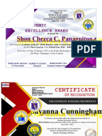 Academic Excellence Award: Shon Chezca C. Panaguiton