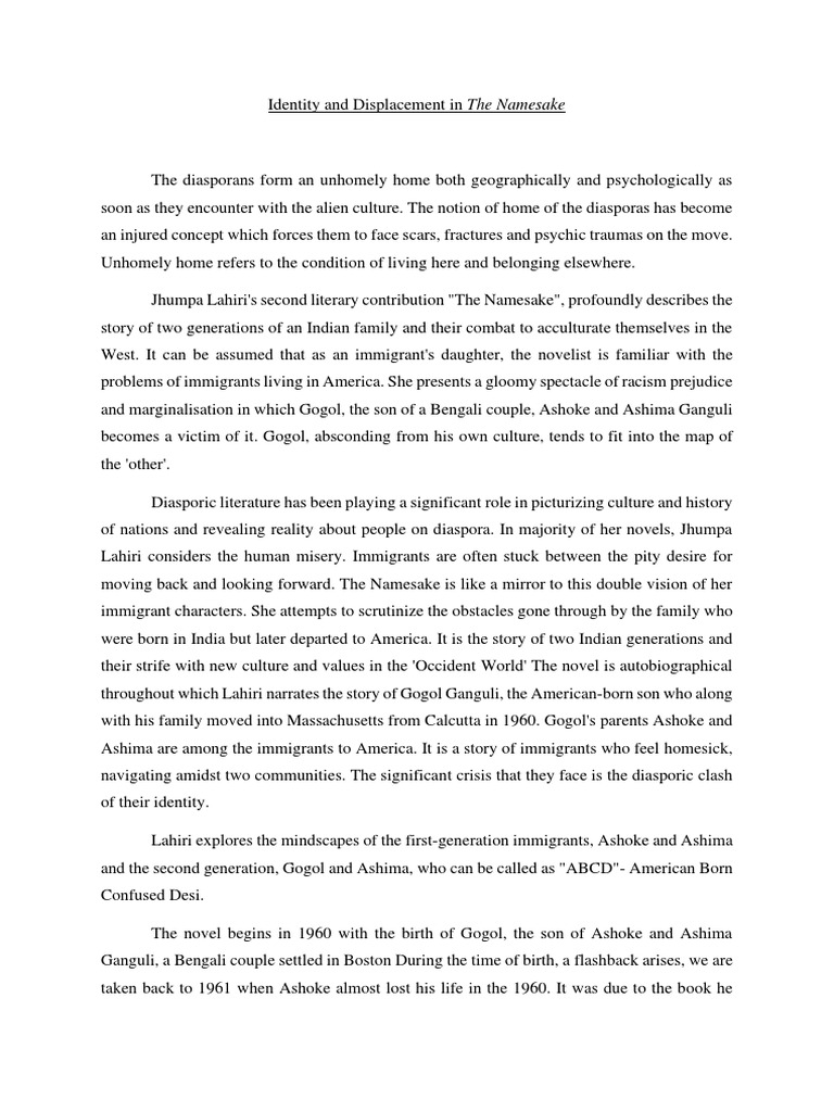 Identity in Jhumpa Lahiri's The Namesake | PDF
