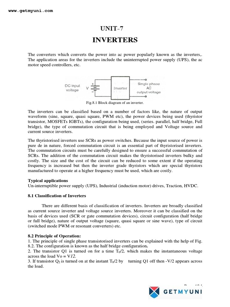 Electrical Engineering Engineering Power Electronics Inverters Notes