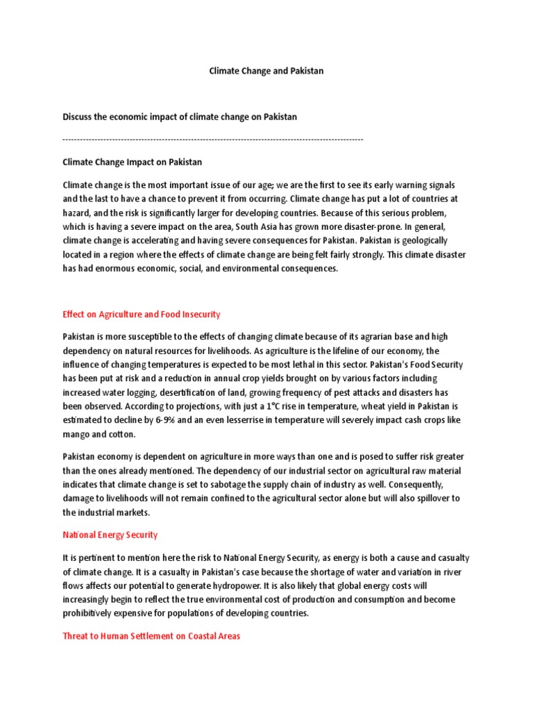 Climate Change and Pakistan | PDF | Climate Change | Agriculture