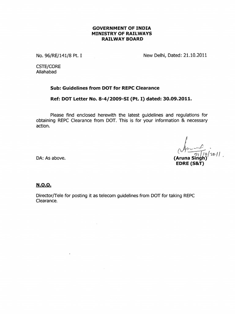 Guidelines From DOT For REPC Clearance | PDF