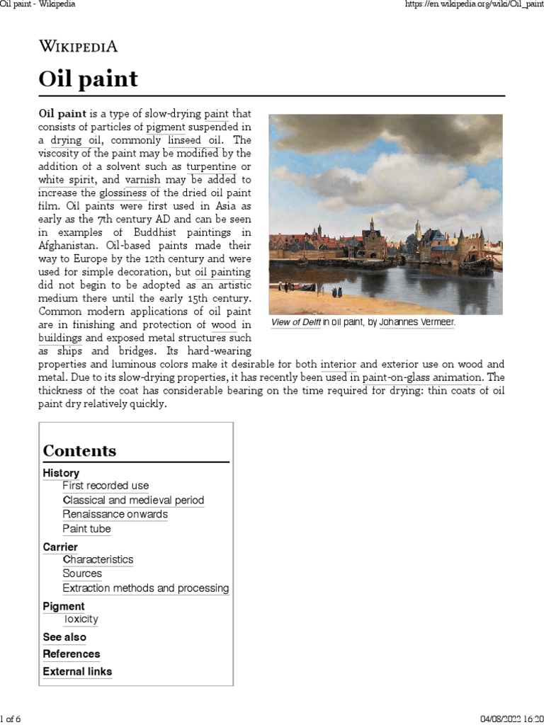 Oil Paint Wikipedia PDF Paint Conservation And Restoration