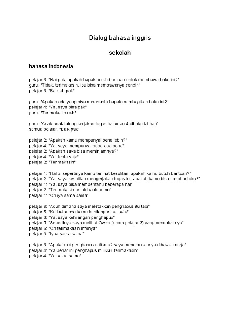 Dialog Guru dan Murid di Sekolah | PDF | Seni & Disiplin Bahasa
