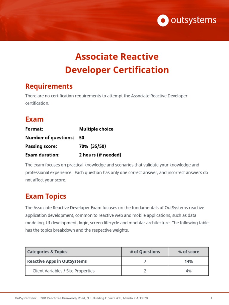 Associate Reactive Developer Certification Detail Sheet - EN | PDF ...