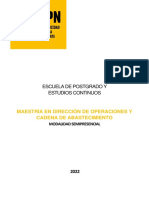 Informativo Maestría Especializada en Dirección de Operaciones y Cadena de Abastecimiento Octubre 2022