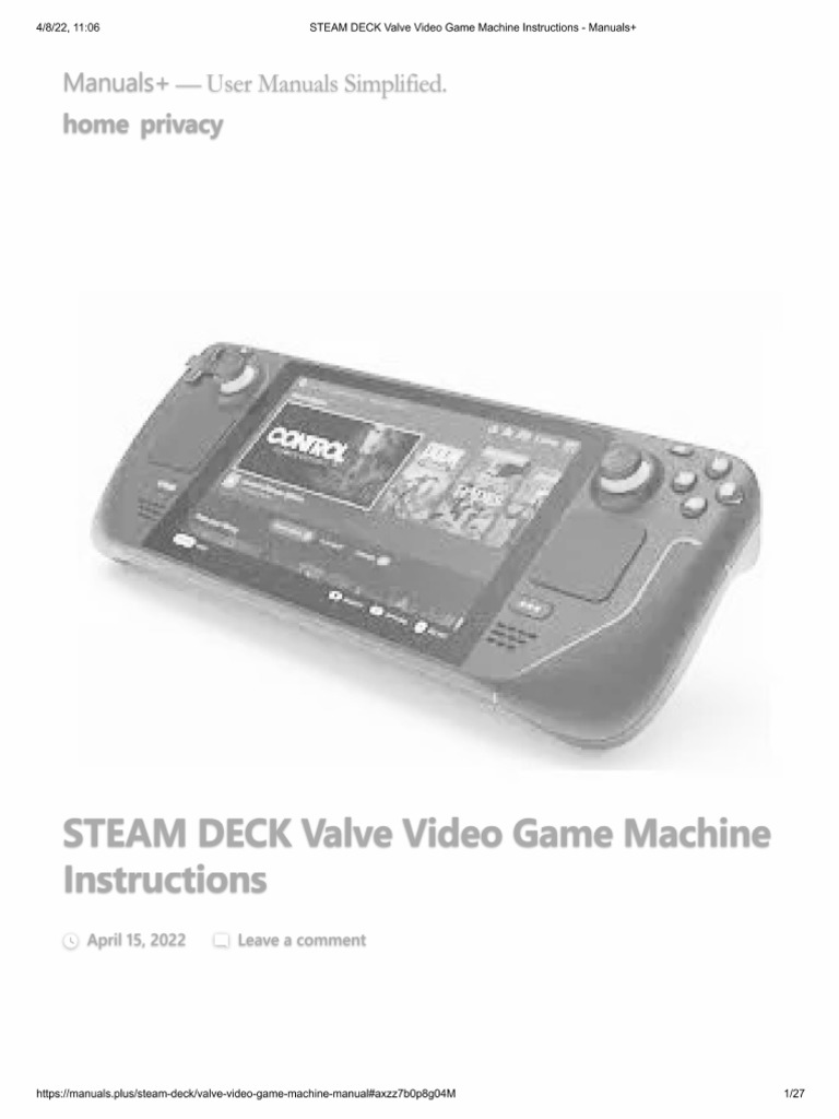 Steam Deck Manual PDF