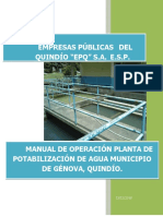 Manual de operación planta de tratamiento de agua potable Génova