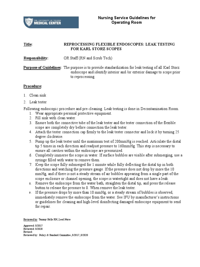 Reprocessing Flexible Endoscopes Leak Testing For Karl Stor Scopes