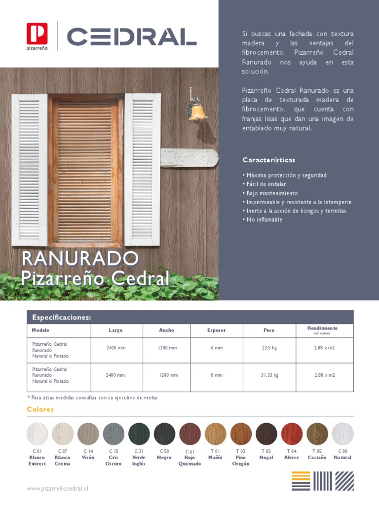 Pizarreño Cedral: Siding Fibrocemento Ranurado | PDF | Sectores Economicos