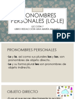 Pronombres Personales Objeto Directo e Indirecto Leccion 7 Redacción