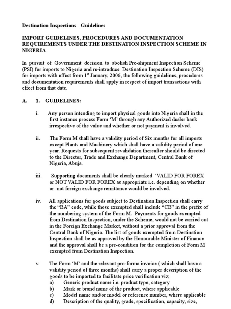 Nigeria Import Procedures and Guidelines | PDF | Pro Forma | Invoice