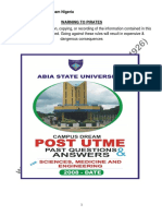ABSU Post-UTME Past Questions and Answers For Science Students (Sciences, Medicine, Engineering and Agriculture)