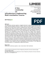 Derivation of The Differential Continuity Equation in An Introductory Engineering Fluid Mechanics Course