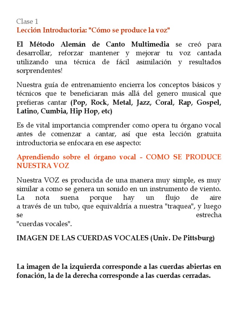 Introducción al Canto y Técnica Vocal | PDF | Sonido | Canciones