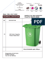 Quotation For Supply of 240 Liters Plastic Waste Bin